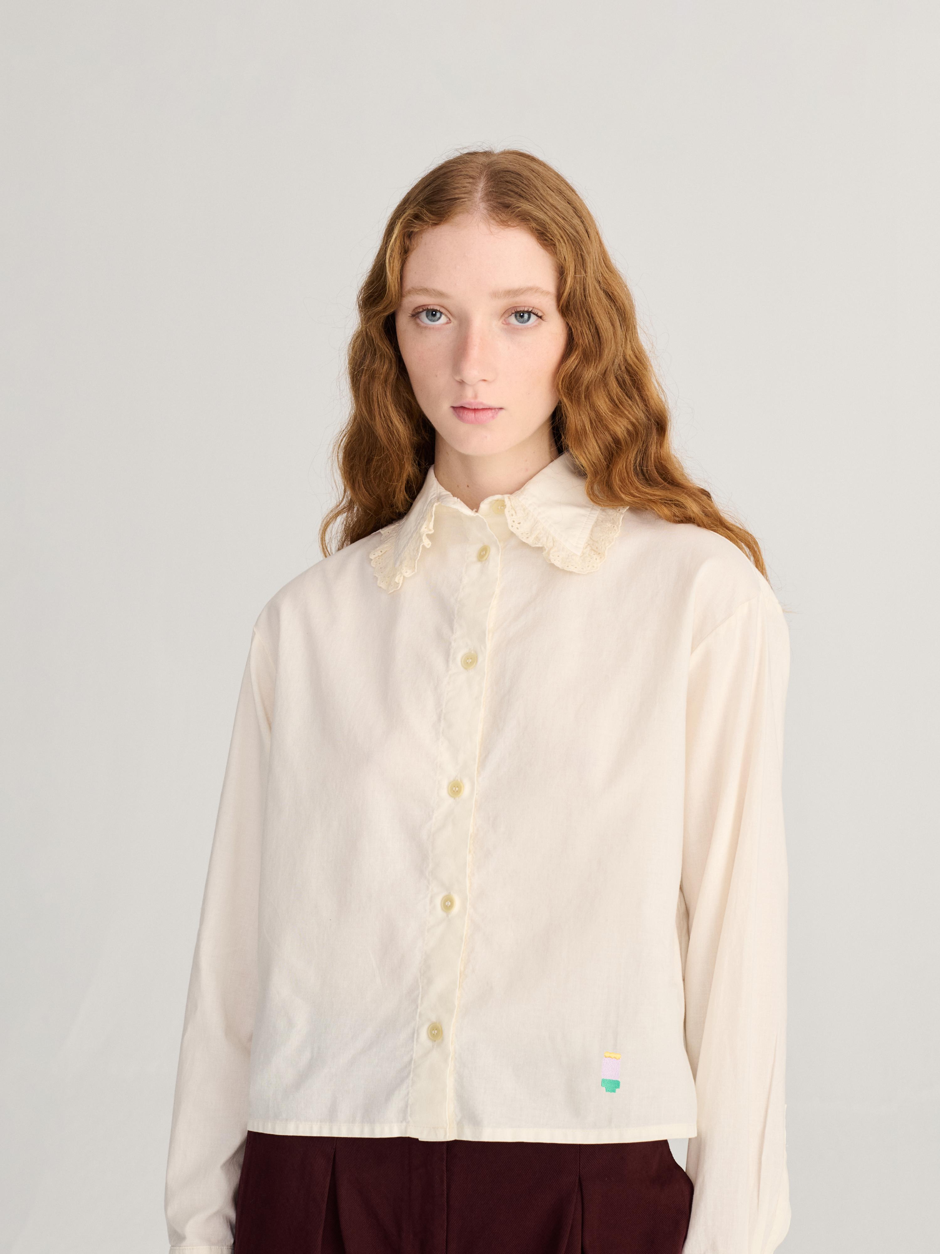 Bobo Choses Lace Ending Poplin Shirt Offwhite Damen Bluse weiß